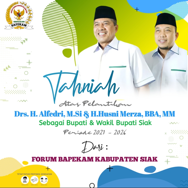 Bapekam : Selamat Alfedri-Husni sebagai Bupati dan Wabup Siak 2021-2026