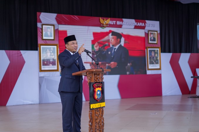 Dipimpin Kapolres, Wabup dan Sekda Siak ikuti Upacara Hari Bhayangkara ke 78